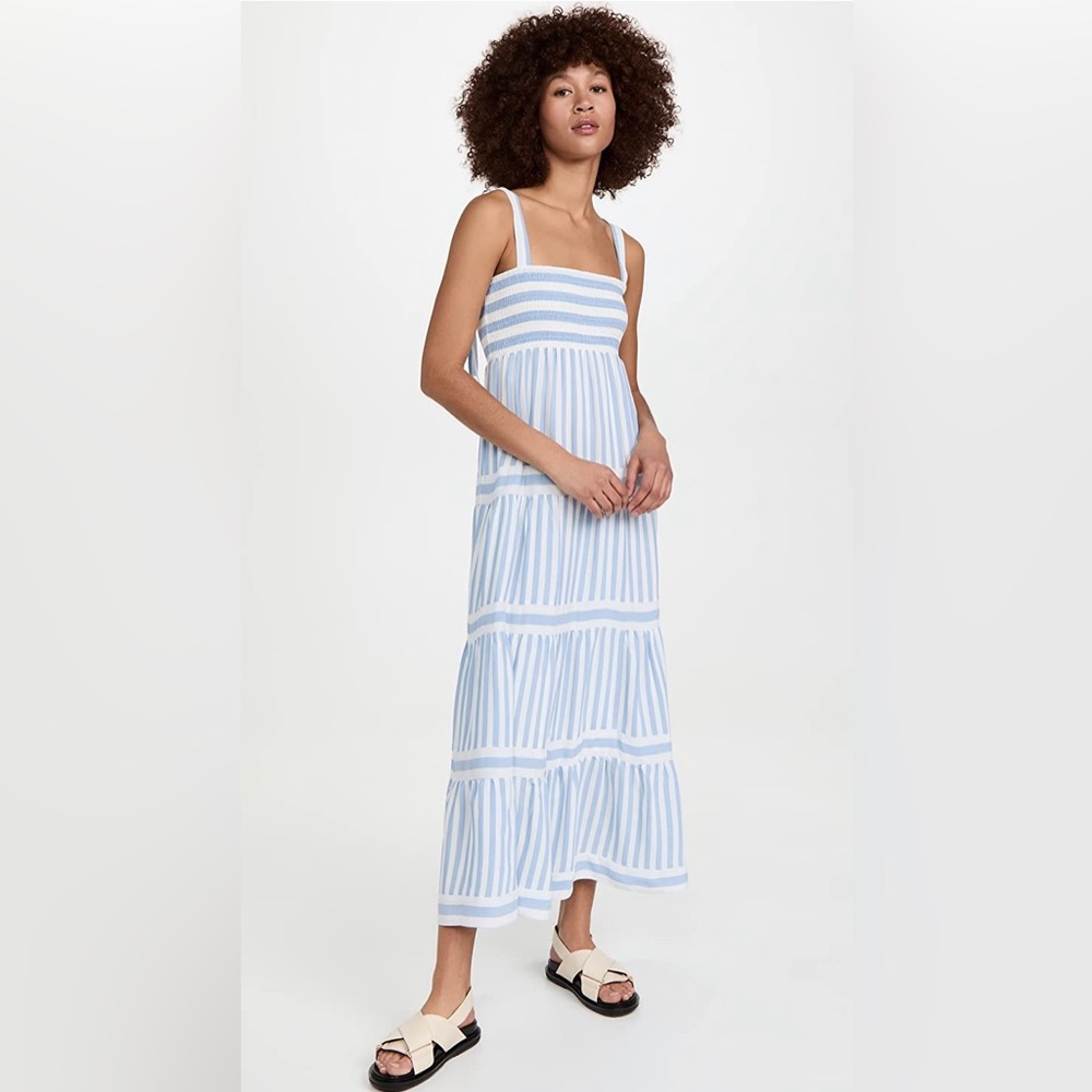 NWT O.p.t. Elara blue and white striped maxi dress size M